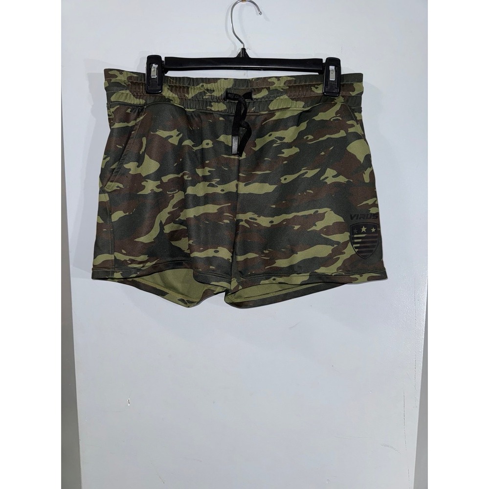 VIRUS WOMENS EAU58 BOLT SHIELD SHORTS GREEN CAMO drawstring women's large